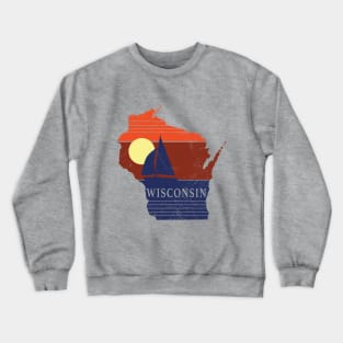 Wisconsin State WI Sunset Sailboat Tee Crewneck Sweatshirt